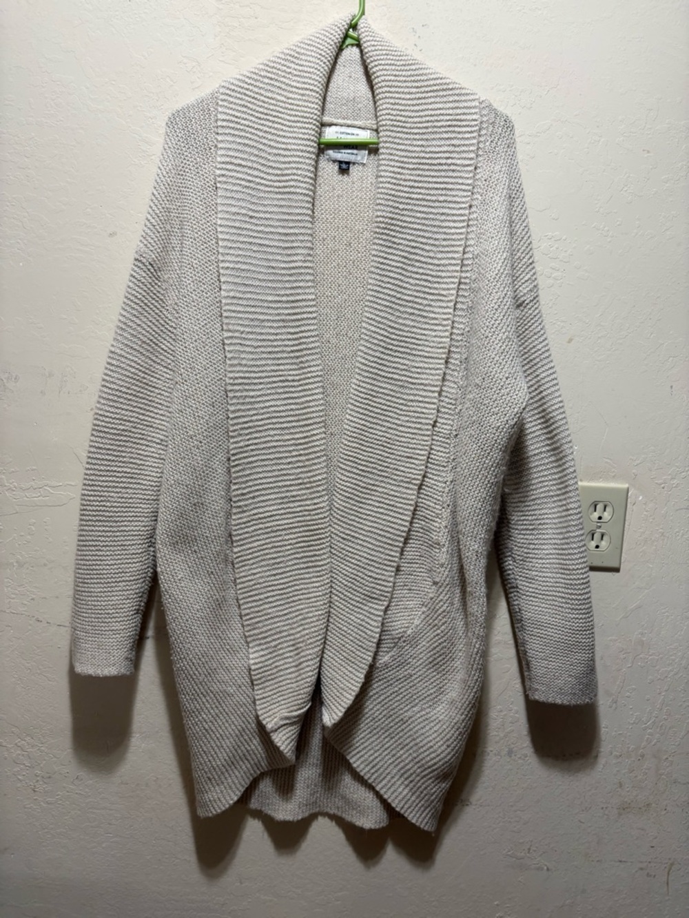 Cotton On Light Cream Open-Front Ribbed Shawl Cardigan